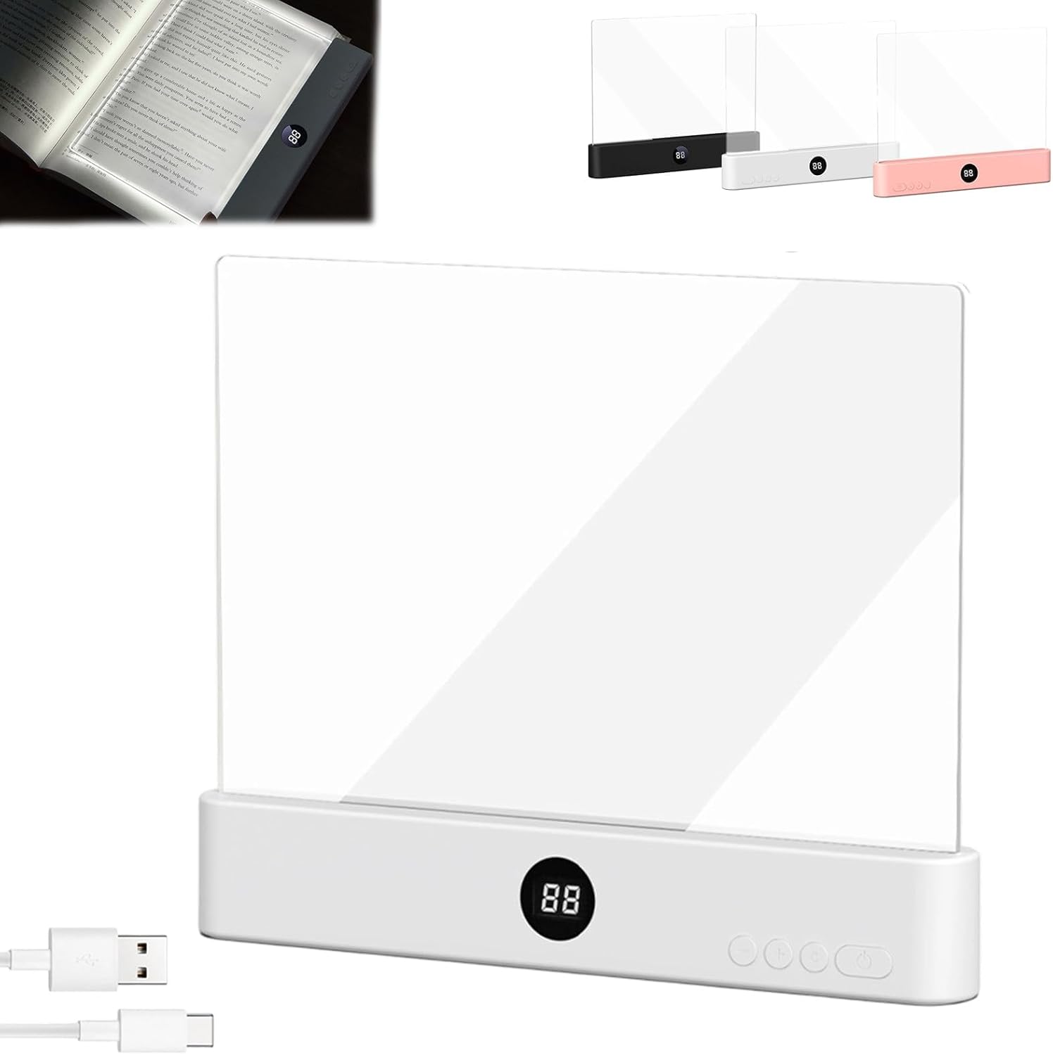 Rechargeable LED Flat Book Light for Reading at Night