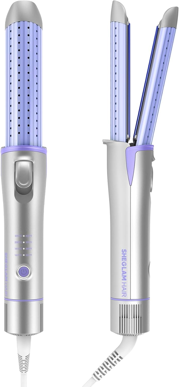 Manual Airflow Styler Curling Iron, 2 in 1 Hair Straightener & Curler, 360° Cool Air Lock, 1 inch, Anti-Scald Flat Iron, 4 Temps, Fast Curling Straightening Less Damage for Long Short Hair
