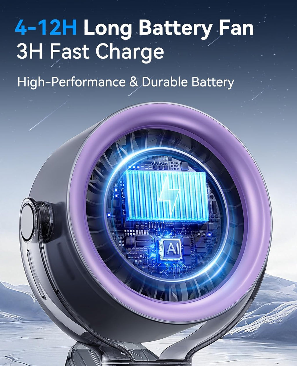Rechargeable Portable Clip Fan with LED Display