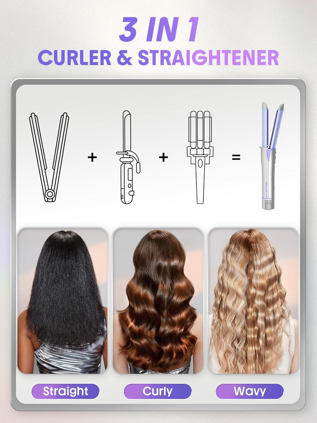 Manual Airflow Styler Curling Iron, 2 in 1 Hair Straightener & Curler, 360° Cool Air Lock, 1 inch, Anti-Scald Flat Iron, 4 Temps, Fast Curling Straightening Less Damage for Long Short Hair