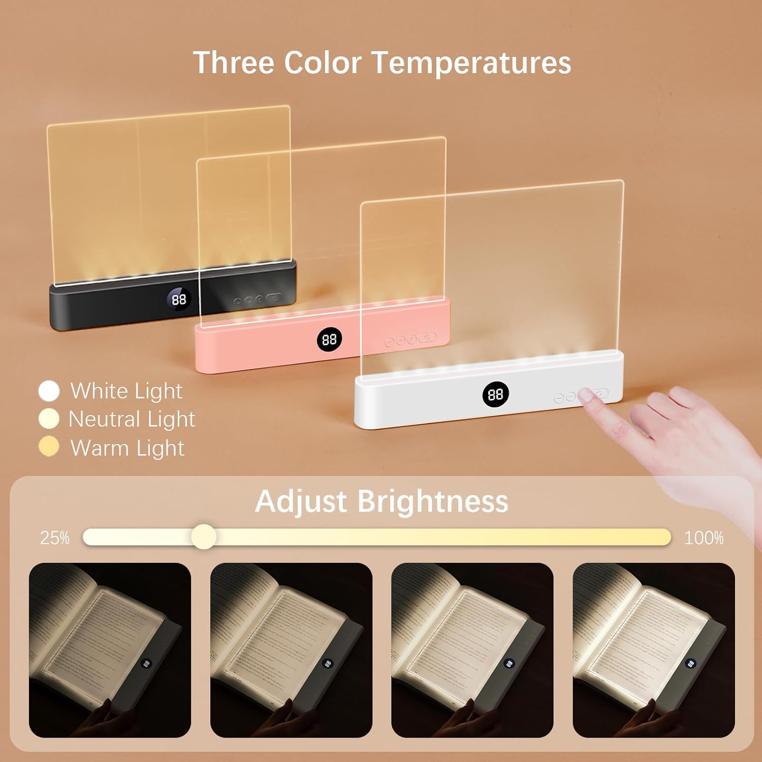 Rechargeable LED Flat Book Light for Reading at Night