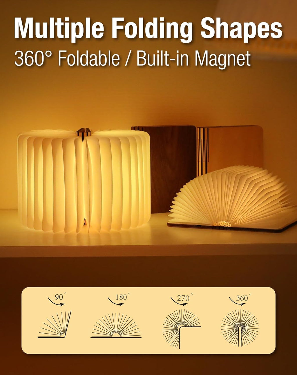 Wooden Folding LED Book Lamp