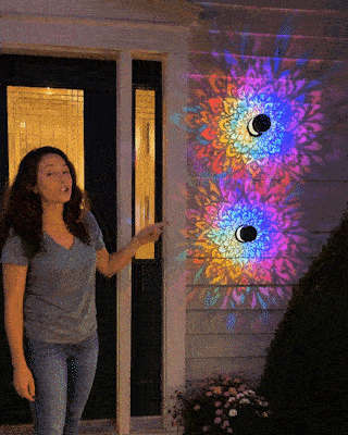 Solar mandala wall light outdoor garden projection detail