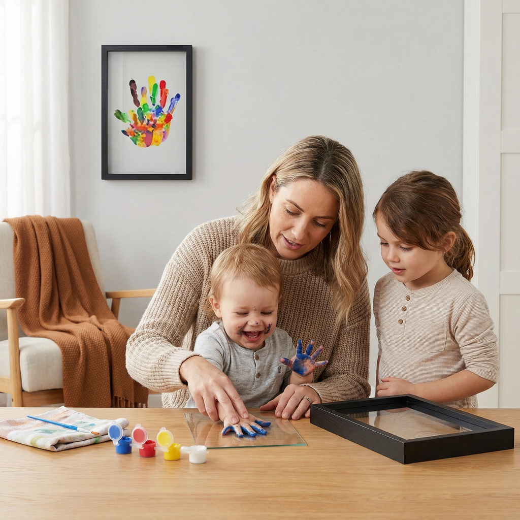 DIY Wooden Handprint Photo Frame Kit – Family Keepsake Set with Paints