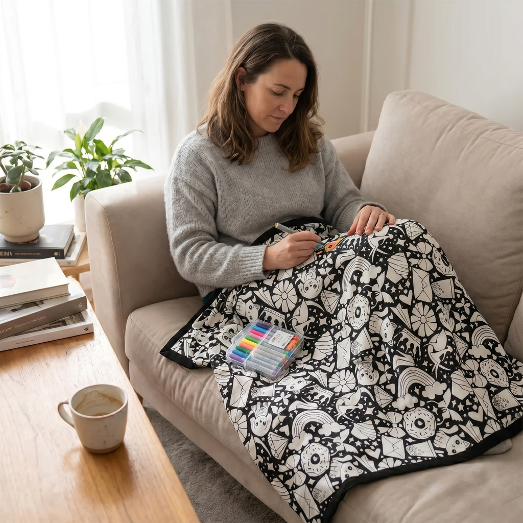 DIY Colouring Blanket with Fabric Markers