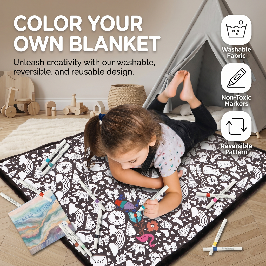 DIY Colouring Blanket with Fabric Markers