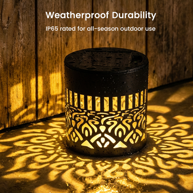 Solar mandala wall light outdoor garden projection detail
