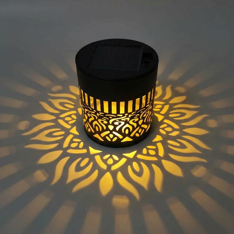 Solar mandala wall light outdoor garden projection detail