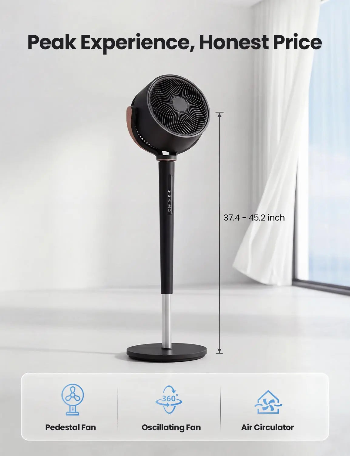 ⚡Fan for Bedroom, 120° Oscillating Standing Fan, DC Motor Quiet Floor Fan